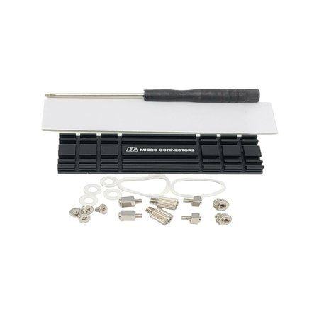 MICRO CONNECTORS M2 NVME SSD Installation Kit with LowProfile Heat Sink  Mounting Screws Black NGFFM2HSKIT